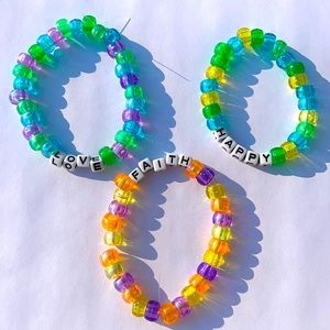 3 Hand Crafted Bead Bracelets